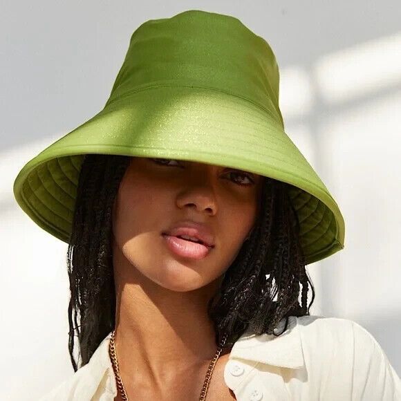 Urban Outfitters Accessories - Urban Outfitters Green Metallic Shimmer Oversized Sun Bucket Hat One Size